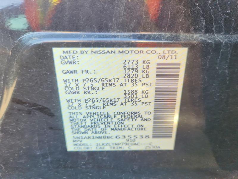2011 Nissan Pathfinder მანქანა იყიდება აუქციონზე, vin: 5N1AR1NB8BC635538, აუქციონის ნომერი: 54988256