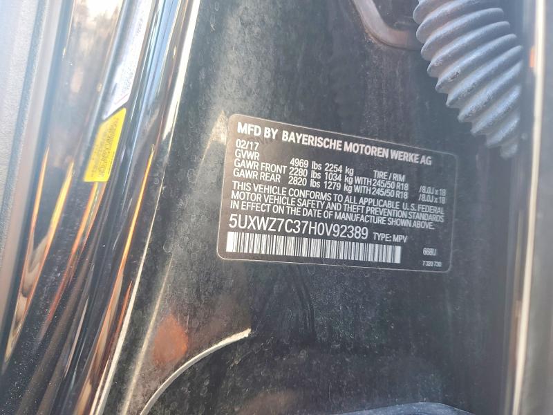 2017 Bmw X3 მანქანა იყიდება აუქციონზე, vin: 5UXWZ7C37H0V92389, აუქციონის ნომერი: 57083876
