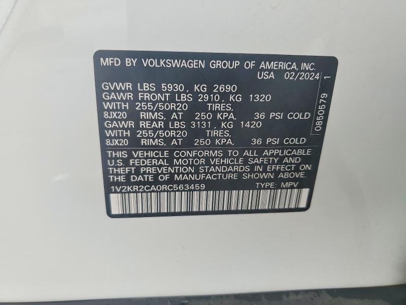 Продаж на аукціоні авто 2024 Volkswagen Atlas, vin: 1V2KR2CA0RC563459, номер лоту: 58551116