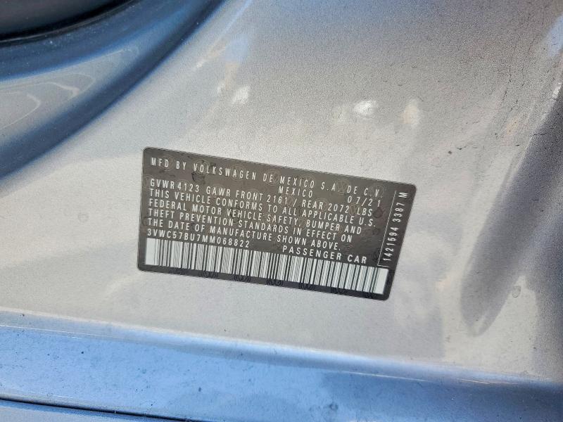 58839436 :رقم المزاد ، 3VWC57BU7MM068822 vin ، 2021 Volkswagen Jetta مزاد بيع