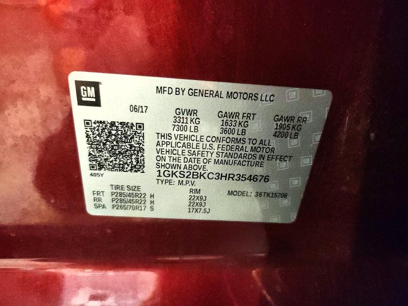 2017 Gmc Yukon მანქანა იყიდება აუქციონზე, vin: 1GKS2BKC3HR354676, აუქციონის ნომერი: 58693616