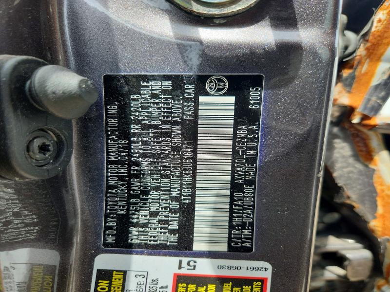 Продажа на аукционе авто 2018 Toyota Camry, vin: 4T1B11HK6JU616471, номер лота: 53736306