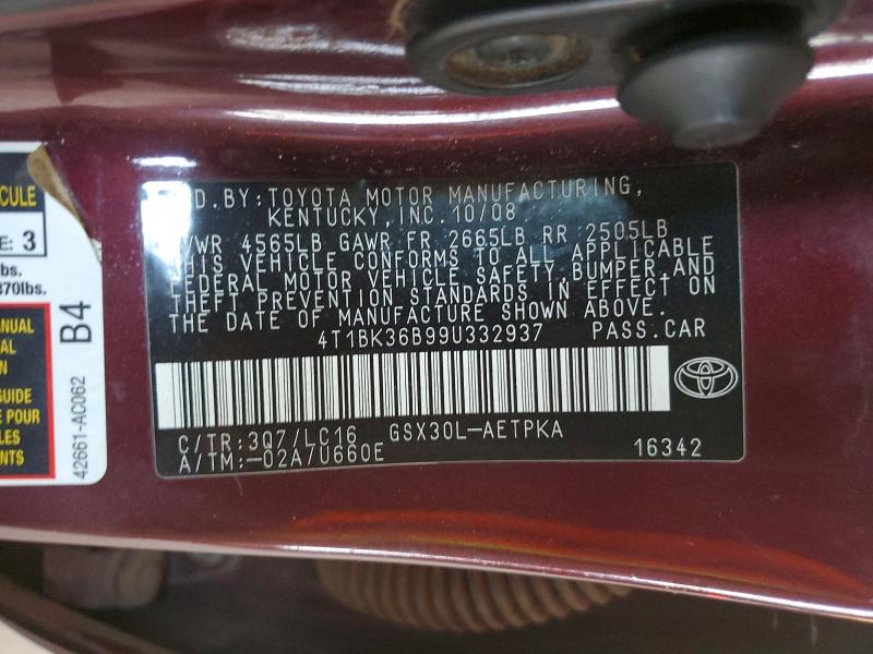 Aukcja sprzedaży 2009 Toyota Avalon, vin: 4T1BK36B99U332937, numer aukcji: 56367226