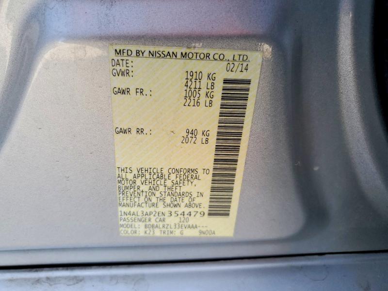 Продажа на аукционе авто 2014 Nissan Altima, vin: 1N4AL3AP2EN354479, номер лота: 56807226