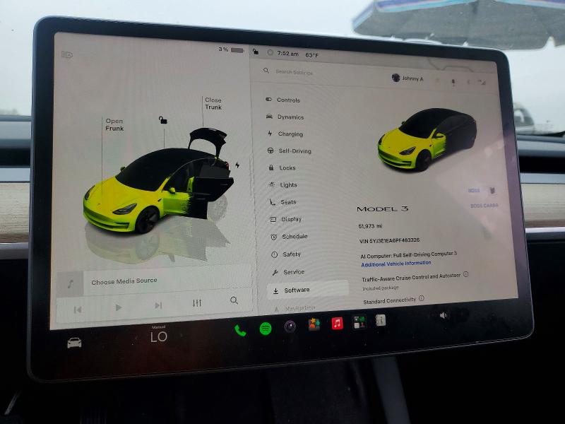 55979356 :رقم المزاد ، 5YJ3E1EA6PF463326 vin ، 2023 Tesla Model 3 مزاد بيع