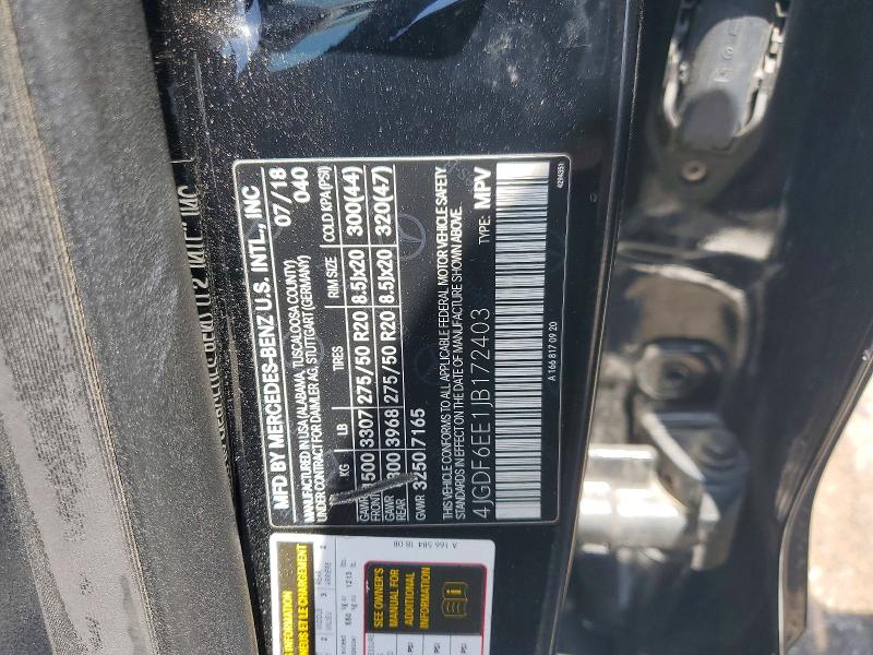 55975766 :رقم المزاد ، 4JGDF6EE1JB172403 vin ، 2018 Mercedes-benz Gls مزاد بيع