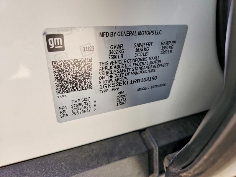 Продаж на аукціоні авто 2024 Gmc Yukon, vin: 1GKS2EKL1RR103190, номер лоту: 85612345