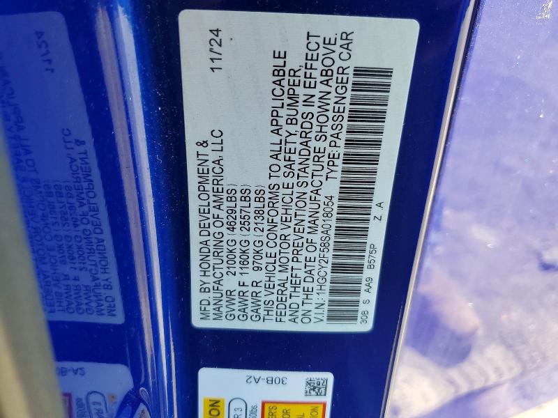 Продаж на аукціоні авто 2025 Honda Accord, vin: 1HGCY2F58SA018054, номер лоту: 56358666