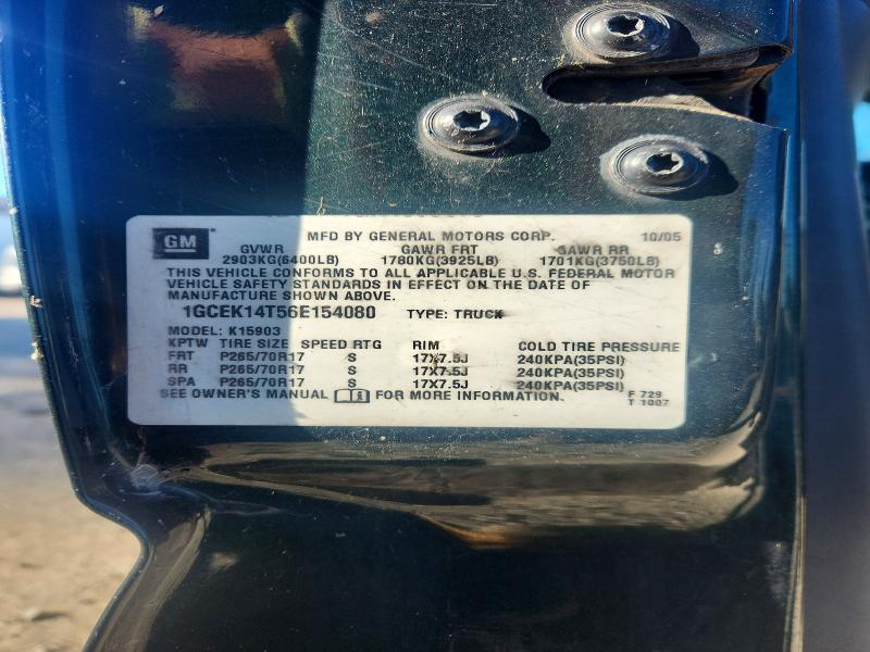 Aukcja sprzedaży 2006 Chevrolet Silverado, vin: 1GCEK14T56E154080, numer aukcji: 57239036