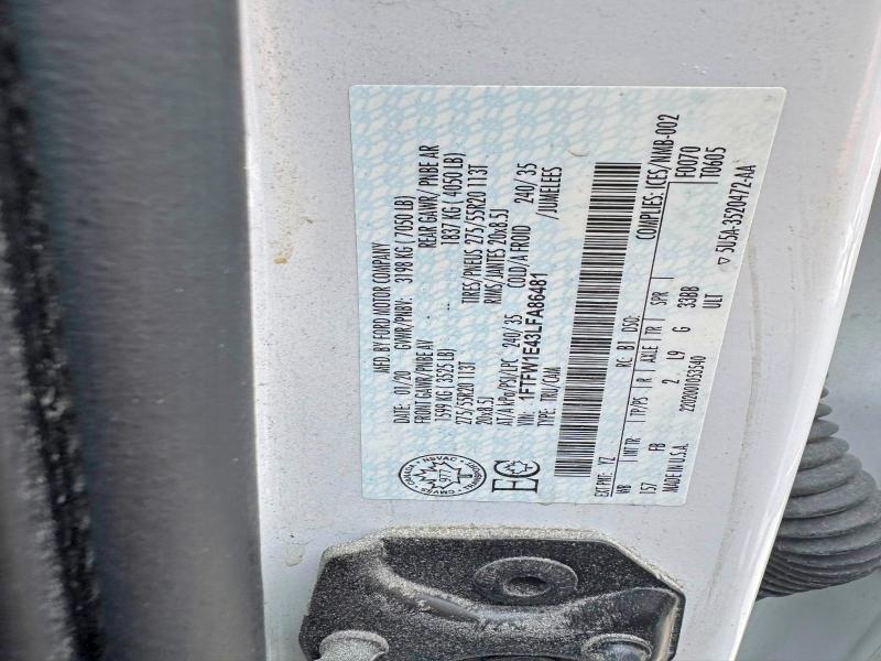 Продажа на аукционе авто 2020 Ford F150, vin: 1FTFW1E43LFA86481, номер лота: 59251436