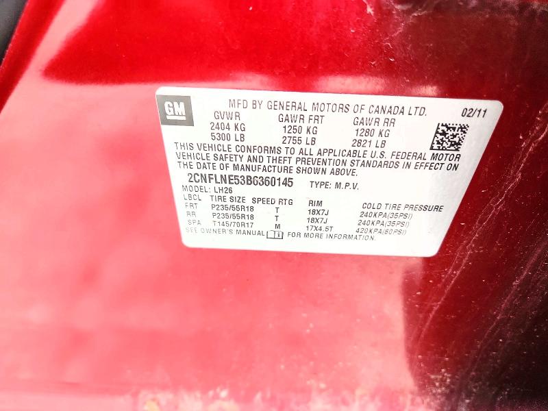 Продажа на аукционе авто 2011 Chevrolet Equinox, vin: 2CNFLNE53B6360145, номер лота: 55363816