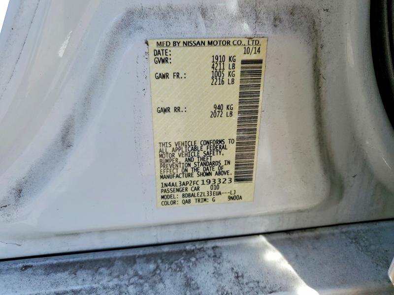 Продаж на аукціоні авто 2015 Nissan Altima, vin: 1N4AL3AP2FC193323, номер лоту: 57129596