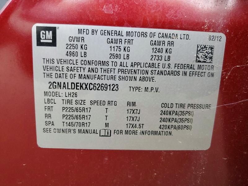 Продажа на аукционе авто 2012 Chevrolet Equinox, vin: 2GNALDEKXC6269123, номер лота: 58504796