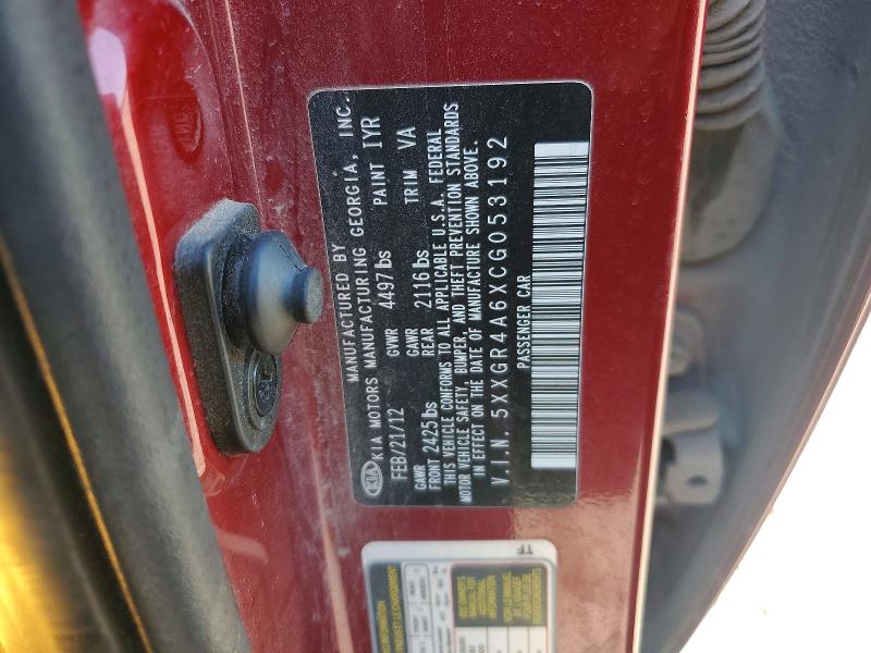 Продаж на аукціоні авто 2012 Kia Optima, vin: 5XXGR4A6XCG053192, номер лоту: 57421126