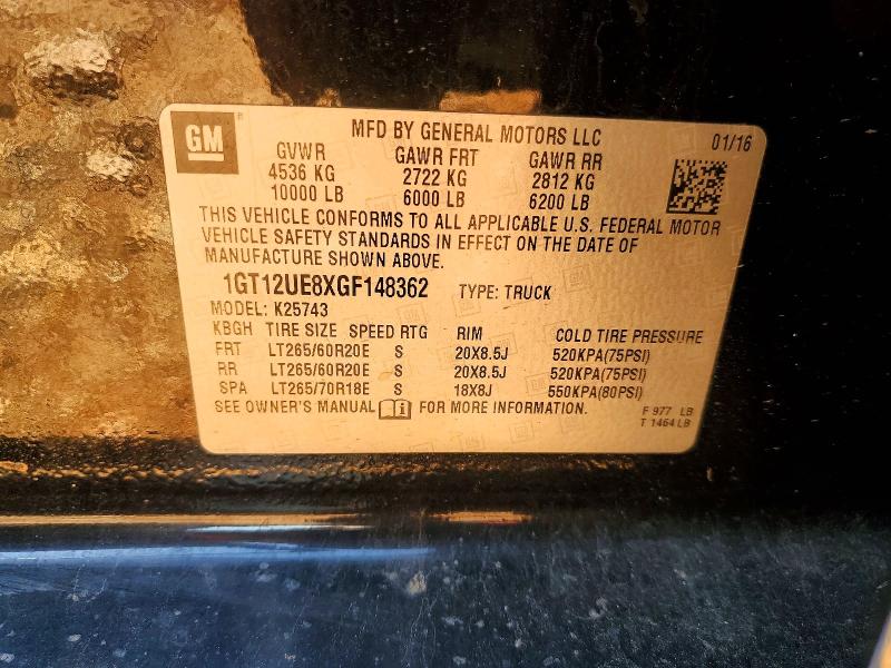 2016 Gmc Sierra მანქანა იყიდება აუქციონზე, vin: 1GT12UE8XGF148362, აუქციონის ნომერი: 56041006