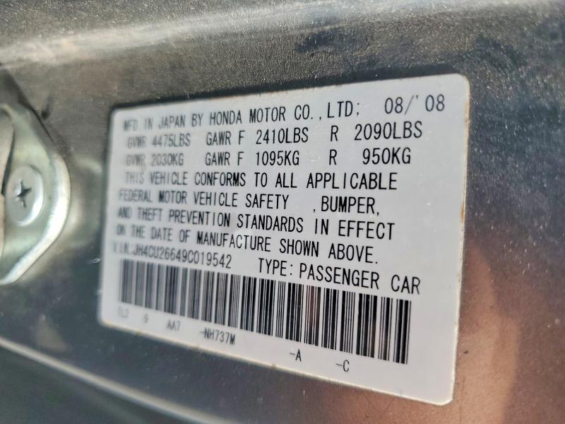 56304456 :رقم المزاد ، JH4CU26649C019542 vin ، 2009 Acura Tsx مزاد بيع