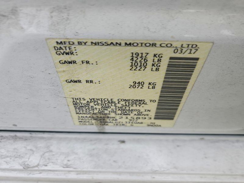 58211066 :رقم المزاد ، 1N4AL3AP8HC215893 vin ، 2017 Nissan Altima مزاد بيع