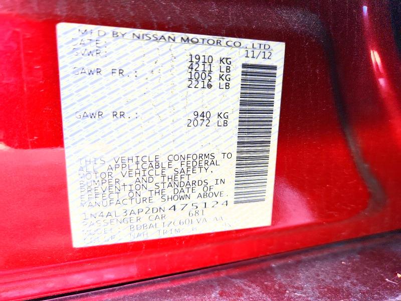 Продажа на аукционе авто 2013 Nissan Altima, vin: 1N4AL3AP2DN475124, номер лота: 56103456
