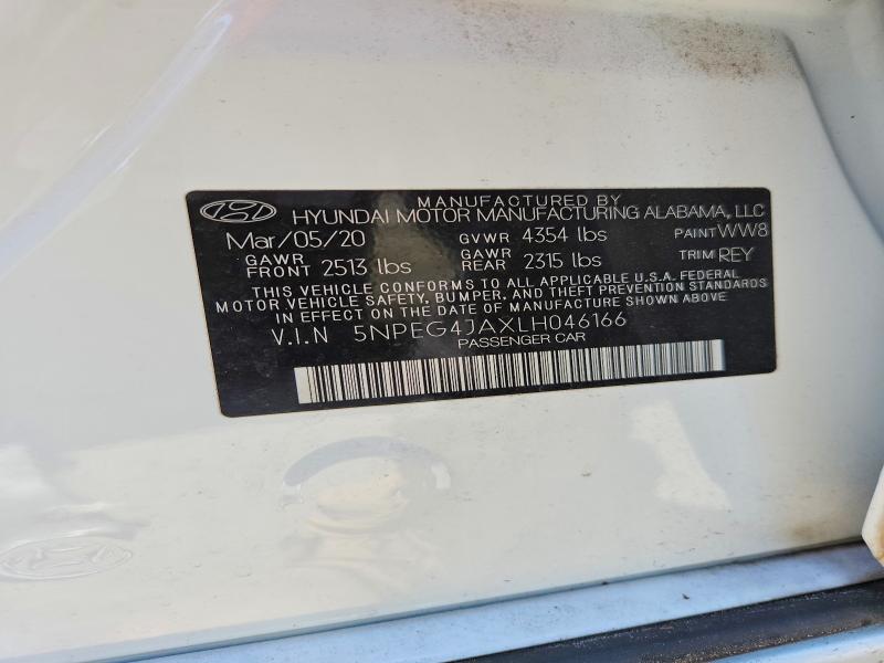 55997636 :رقم المزاد ، 5NPEG4JAXLH046166 vin ، 2020 Hyundai Sonata مزاد بيع