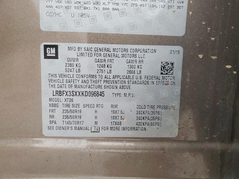 Aukcja sprzedaży 2019 Buick Envision, vin: LRBFX3SXXKD096845, numer aukcji: 56473866