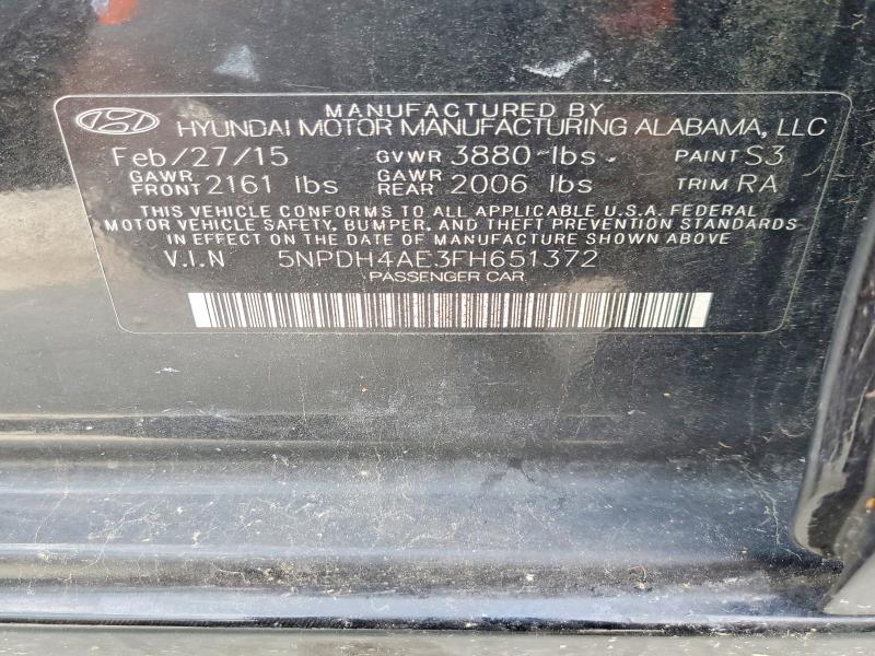 2015 Hyundai Elantra მანქანა იყიდება აუქციონზე, vin: 5NPDH4AE3FH651372, აუქციონის ნომერი: 53065696