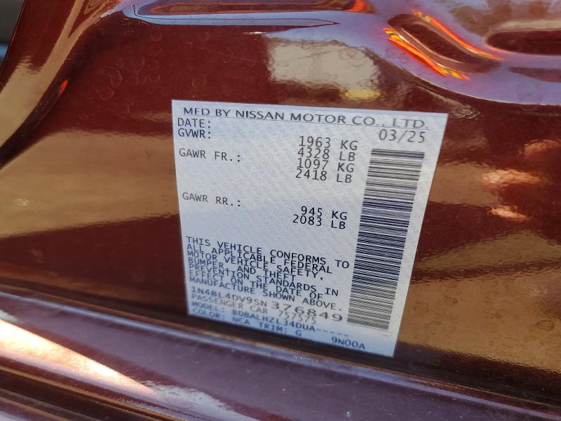 Продаж на аукціоні авто 2025 Nissan Altima, vin: 1N4BL4DV9SN376849, номер лоту: 61806886