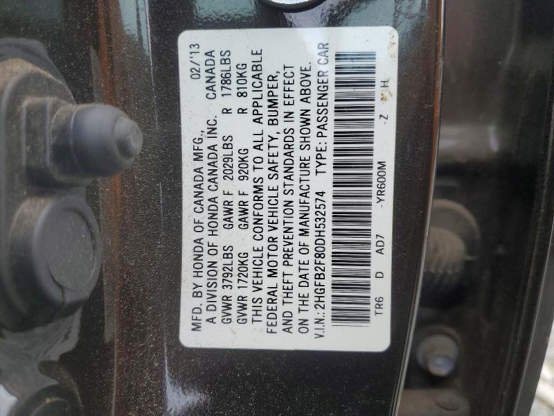 Aukcja sprzedaży 2013 Honda Civic, vin: 2HGFB2F80DH532574, numer aukcji: 59174826
