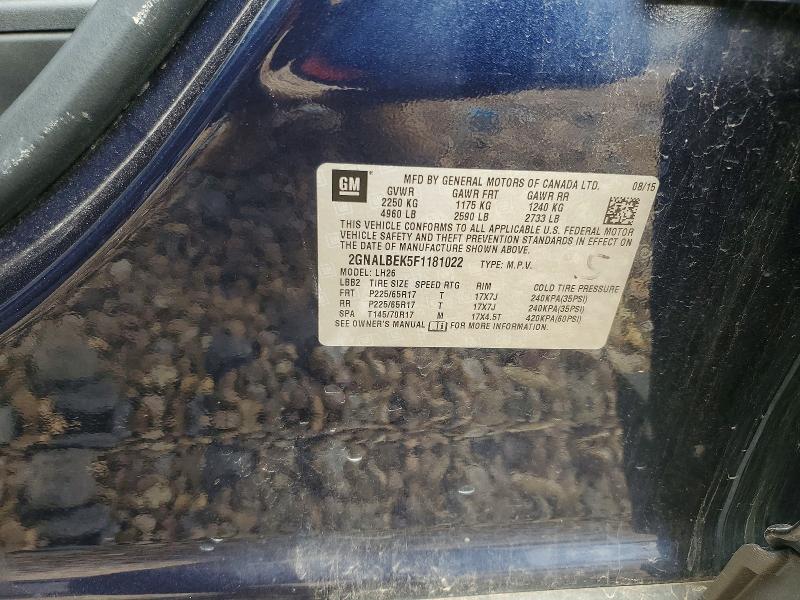 56760196 :رقم المزاد ، 2GNALBEK5F1181022 vin ، 2015 Chevrolet Equinox مزاد بيع