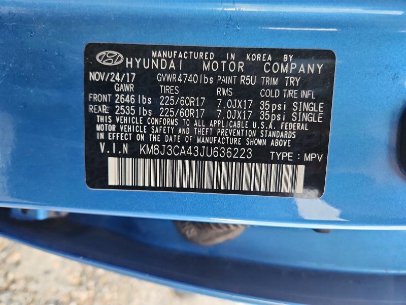 Продажа на аукционе авто 2018 Hyundai Tucson, vin: KM8J3CA43JU636223, номер лота: 56470406