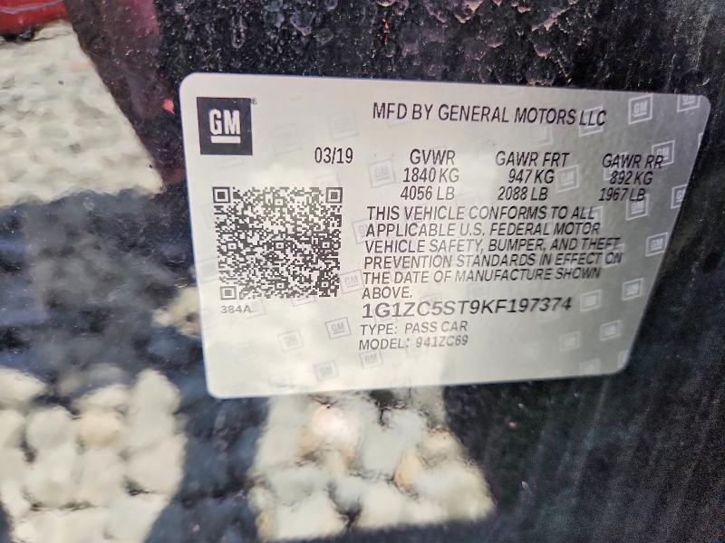56136426 :رقم المزاد ، 1G1ZC5ST9KF197374 vin ، 2019 Chevrolet Malibu مزاد بيع