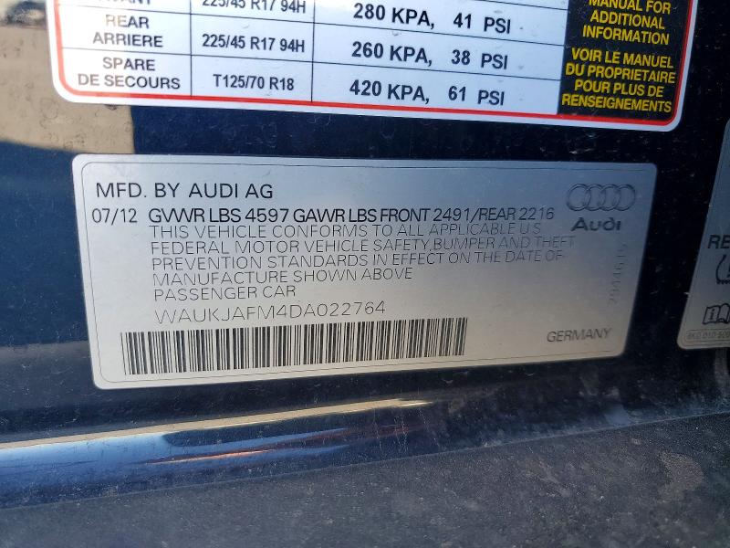 57193696 :رقم المزاد ، WAUKJAFM4DA022764 vin ، 2013 Audi A3 مزاد بيع