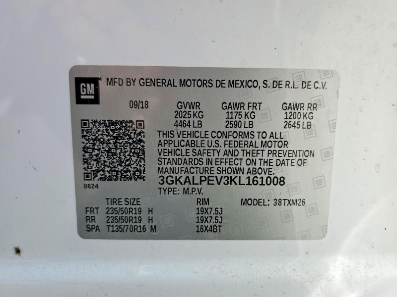 2019 Gmc Terrain მანქანა იყიდება აუქციონზე, vin: 3GKALPEV3KL161008, აუქციონის ნომერი: 55802686