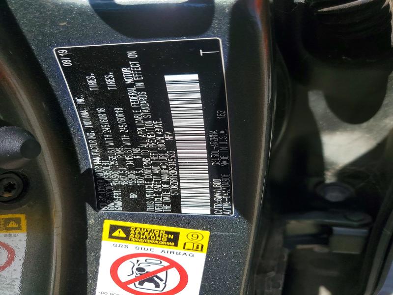 2019 Toyota Highlander მანქანა იყიდება აუქციონზე, vin: 5TDKZRFH2KS349533, აუქციონის ნომერი: 58612706