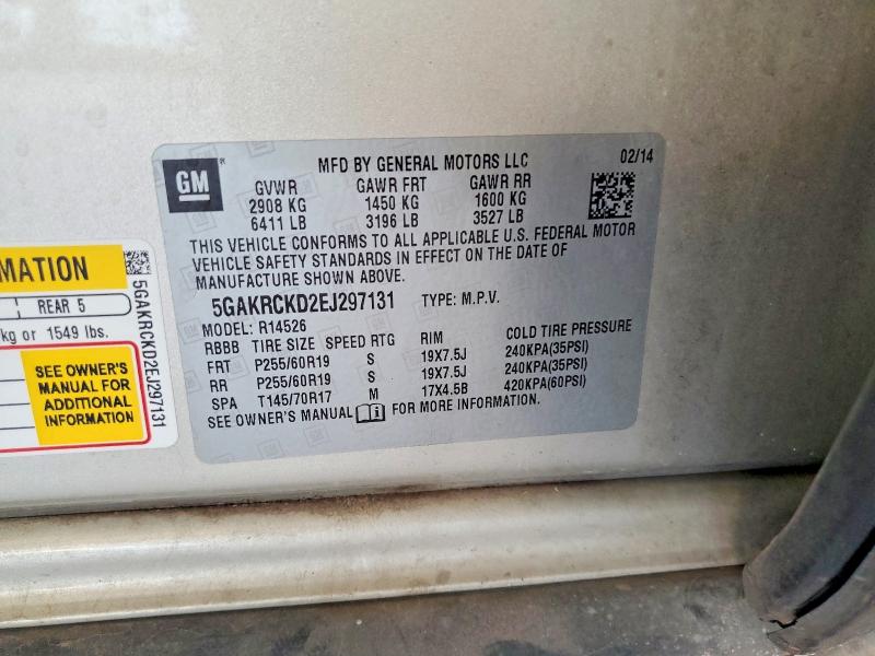 Aukcja sprzedaży 2014 Buick Enclave, vin: 5GAKRCKD2EJ297131, numer aukcji: 56520806