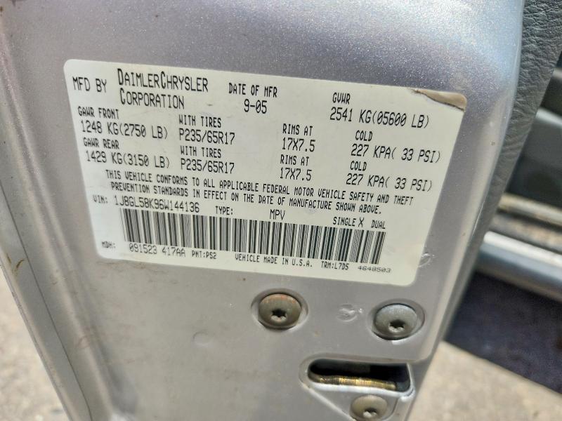 54202746 :رقم المزاد ، 1J8GL58K96W144136 vin ، 2006 Jeep Liberty مزاد بيع