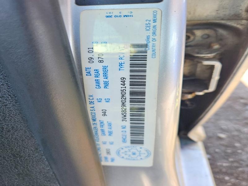 Продажа на аукционе авто 2002 Volkswagen Jetta, vin: 3VWSB29M02M051449, номер лота: 57443526
