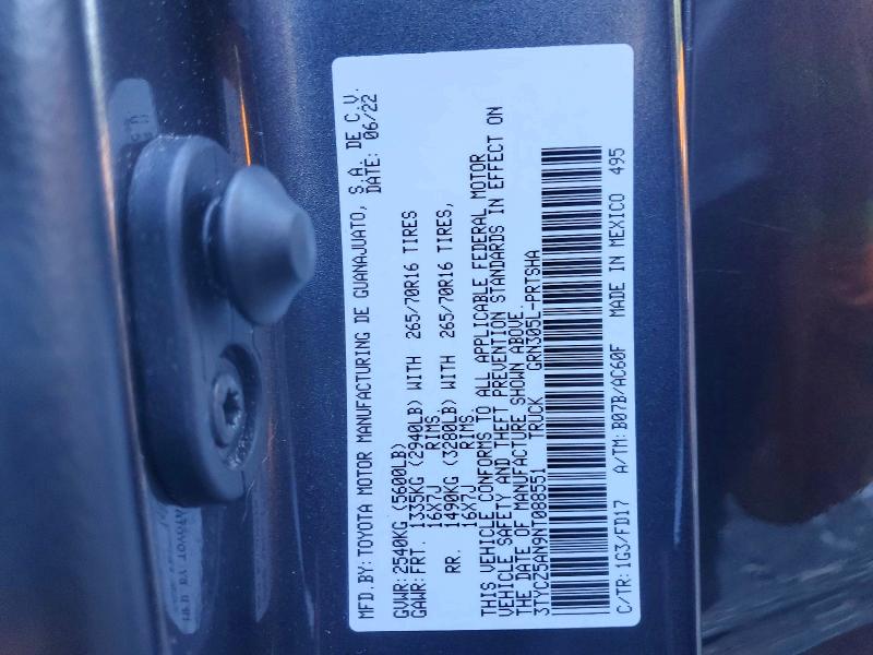 Aukcja sprzedaży 2022 Toyota Tacoma, vin: 3TYCZ5AN9NT088551, numer aukcji: 58647046