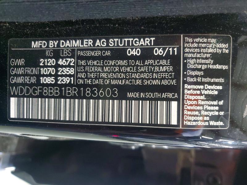 Продажа на аукционе авто 2011 Mercedes-benz C, vin: WDDGF8BB1BR183603, номер лота: 58075356