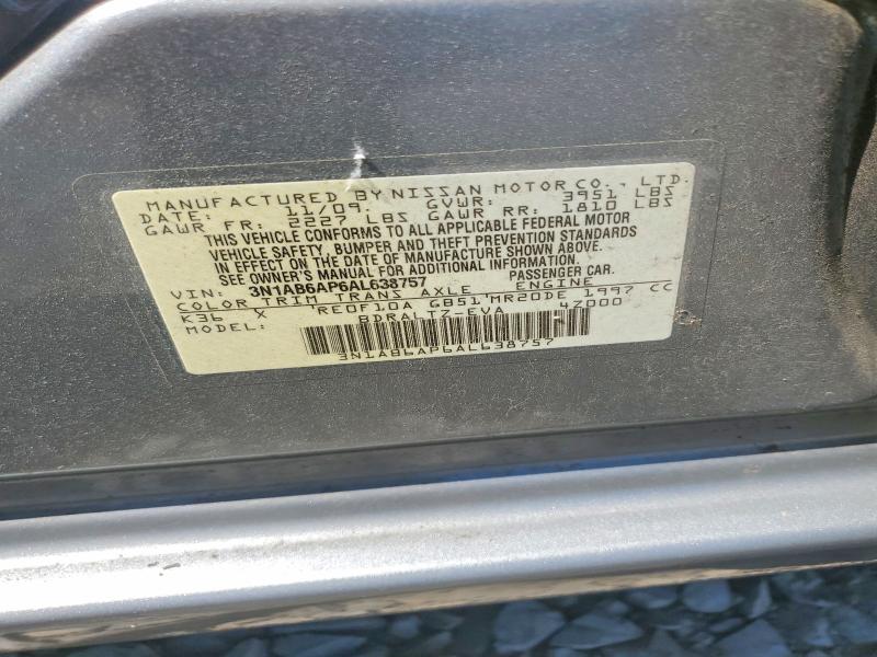 52999266 :رقم المزاد ، 3N1AB6AP6AL638757 vin ، 2010 Nissan Sentra مزاد بيع