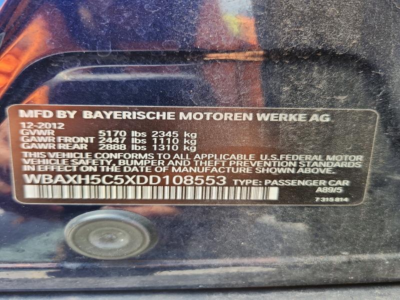 58389396 :رقم المزاد ، WBAXH5C5XDD108553 vin ، 2013 Bmw 528 مزاد بيع