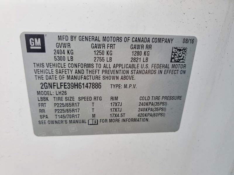2017 Chevrolet Equinox მანქანა იყიდება აუქციონზე, vin: 2GNFLFE39H6147886, აუქციონის ნომერი: 56337476