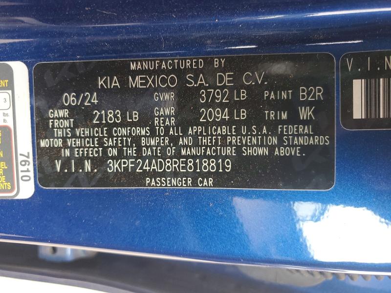 Продаж на аукціоні авто 2024 Kia Forte, vin: 3KPF24AD8RE818819, номер лоту: 58310156
