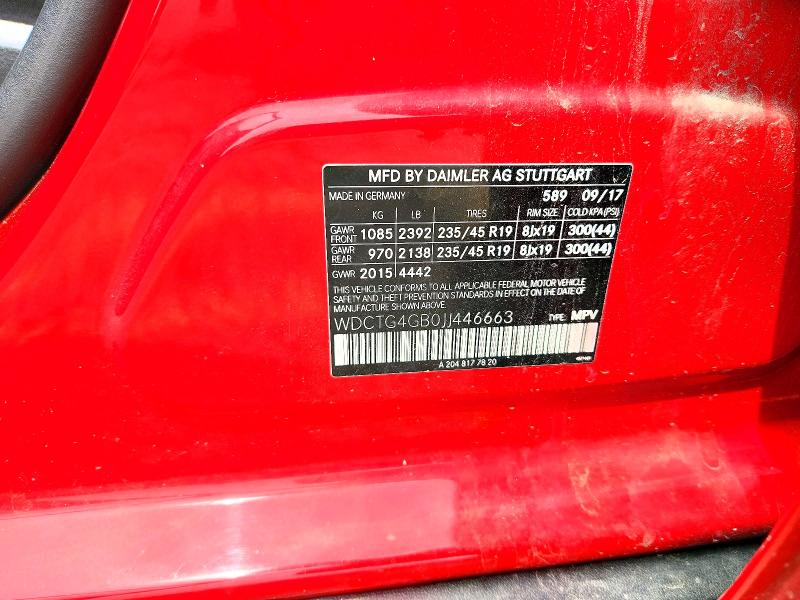 57932526 :رقم المزاد ، WDCTG4GB0JJ446663 vin ، 2018 Mercedes-benz Gla مزاد بيع