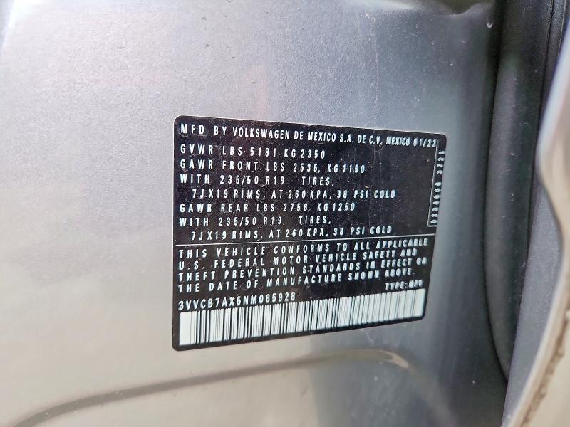 Продаж на аукціоні авто 2022 Volkswagen Tiguan, vin: 3VVCB7AX5NM065928, номер лоту: 58224106