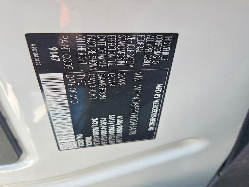 Aukcja sprzedaży 2022 Mercedes-benz Sprinter, vin: W1Y4DBHY7NT096478, numer aukcji: 55921156