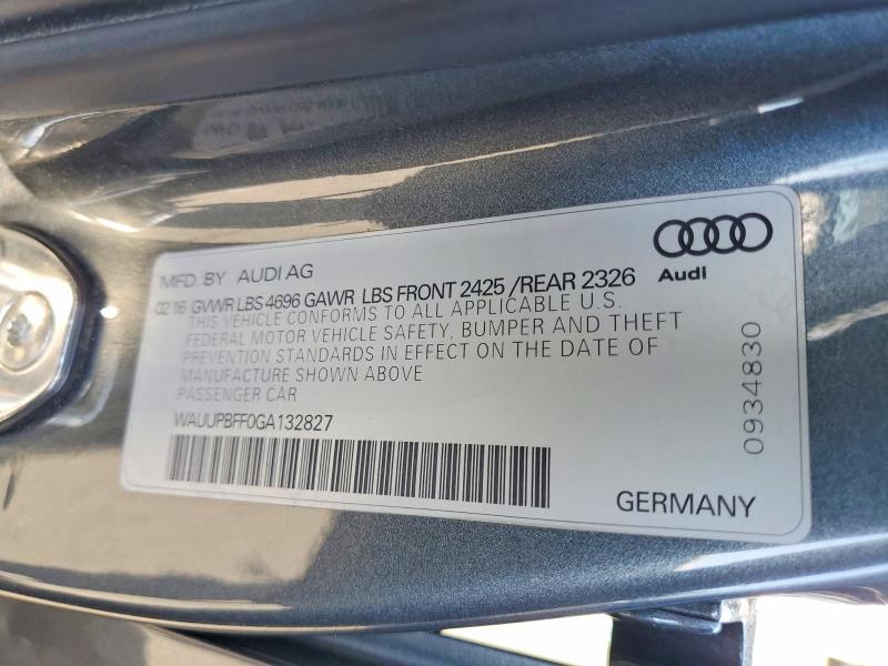 Aukcja sprzedaży 2016 Audi A3, vin: WAUUPBFF0GA132827, numer aukcji: 57882596