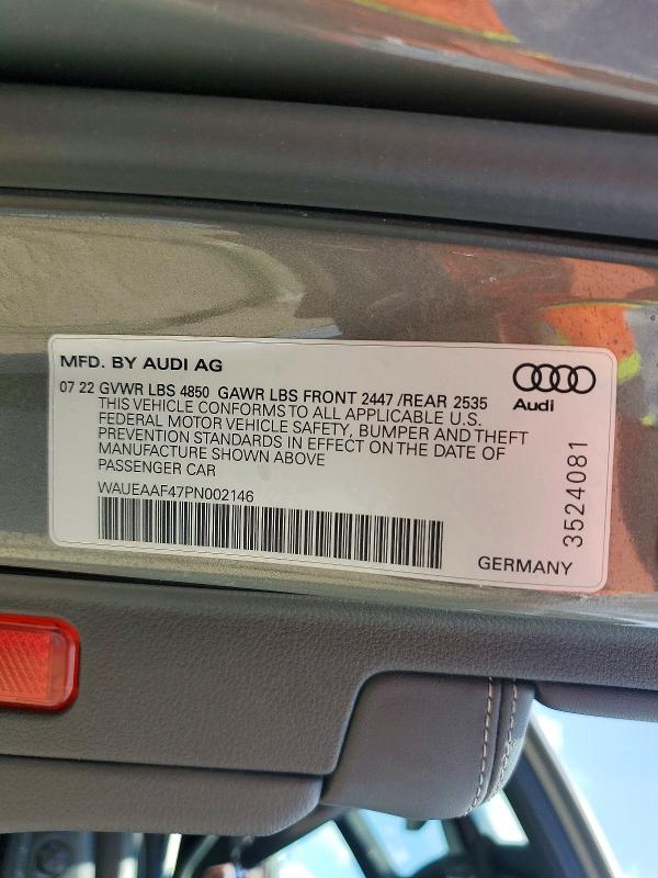 Продажа на аукционе авто 2023 Audi A4, vin: WAUEAAF47PN002146, номер лота: 55740986