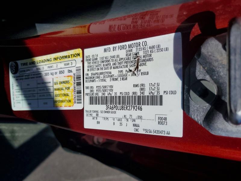 Aukcja sprzedaży 2014 Ford Fusion, vin: 3FA6P0LU8ER279246, numer aukcji: 57086896