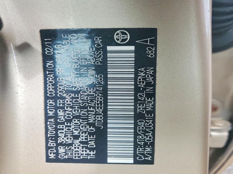 Aukcja sprzedaży 2011 Toyota Corolla, vin: JTDBU4EE5B9141265, numer aukcji: 55673976