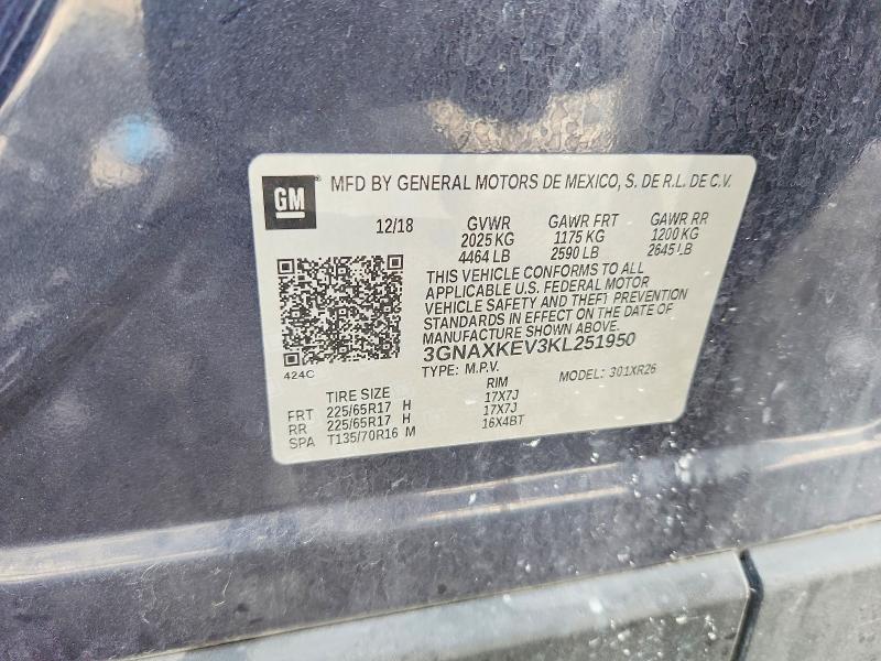 Продажа на аукционе авто 2019 Chevrolet Equinox, vin: 3GNAXKEV3KL251950, номер лота: 56576036